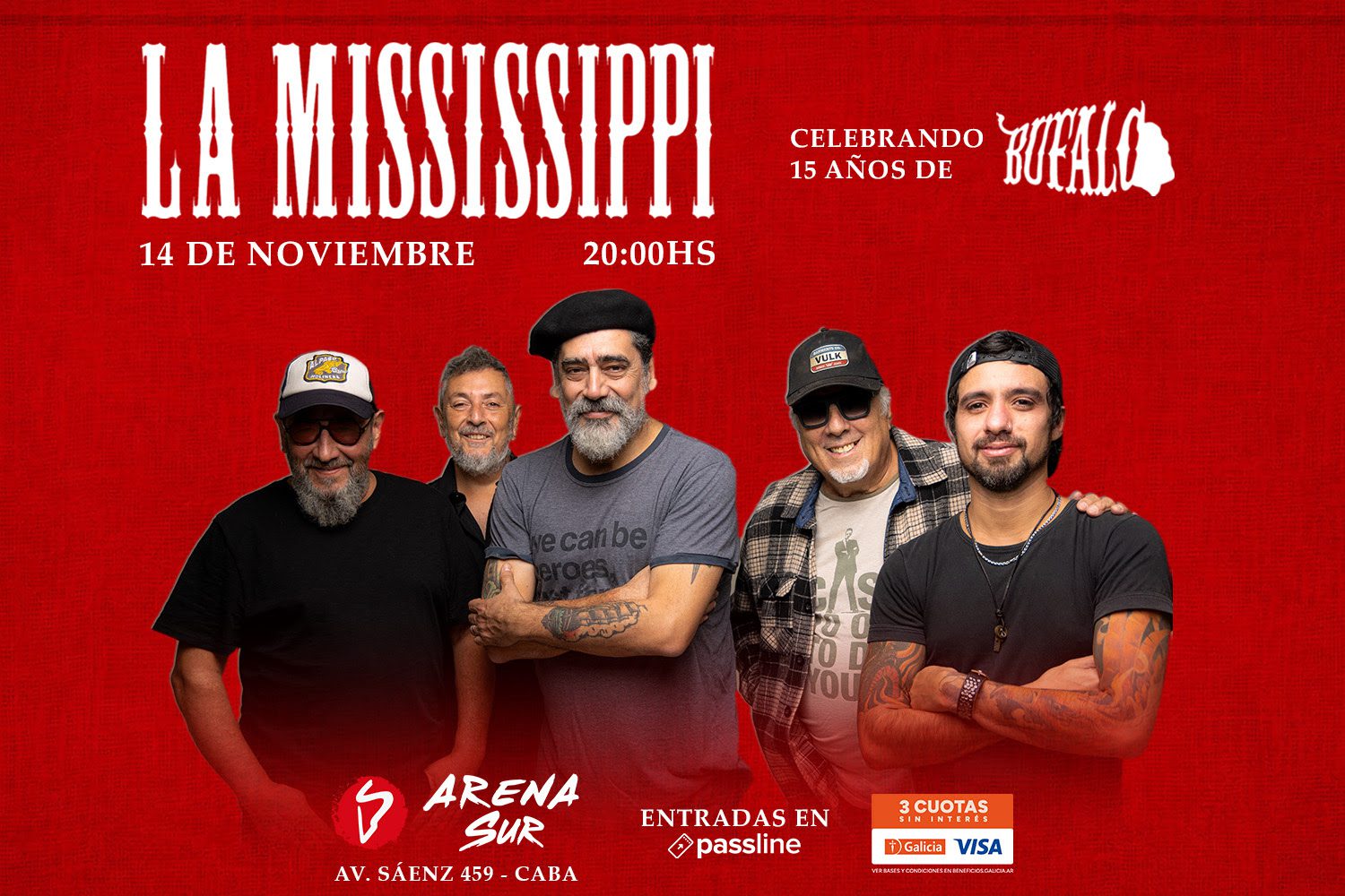 La Mississippi celebra los 15 años de “Búfalo” en Arena Sur