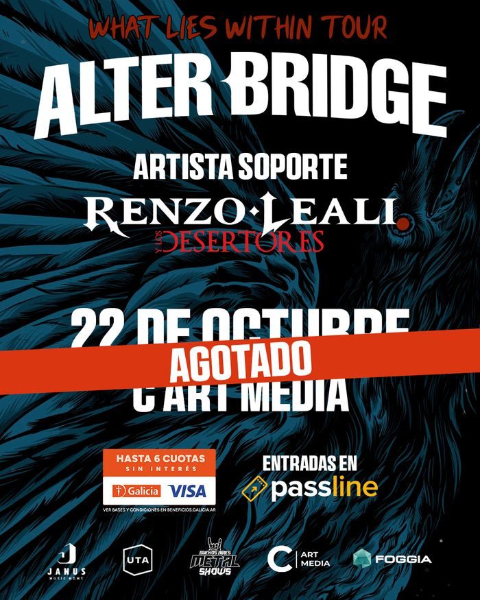 ALTER BRIDGE – RENZO LEALI SE SUMA A LA NOCHE DE ALTER BRIDGE EN BUENOS AIRES
